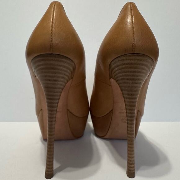 Alexander McQueen Chestnut Leather Platform Pumps 6” Heels IT 38 - Picture 8 of 11
